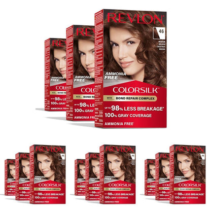 Revlon ColorSilk with Bond Repair Hair Color, 51 Light Brown, 3pk