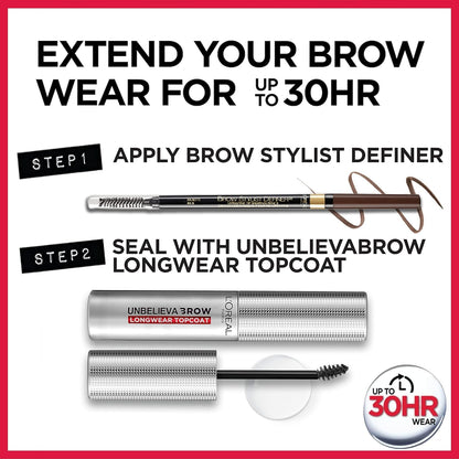 L'Oreal Paris Makeup Brow Stylist Definer Waterproof Eyebrow Pencil, Ultra-Fine Mechanical Pencil, Draws Tiny Brow Hairs and Fills in Sparse Areas and Gaps, Dark Brunette, 0.11 Ounce (Pack of 2)