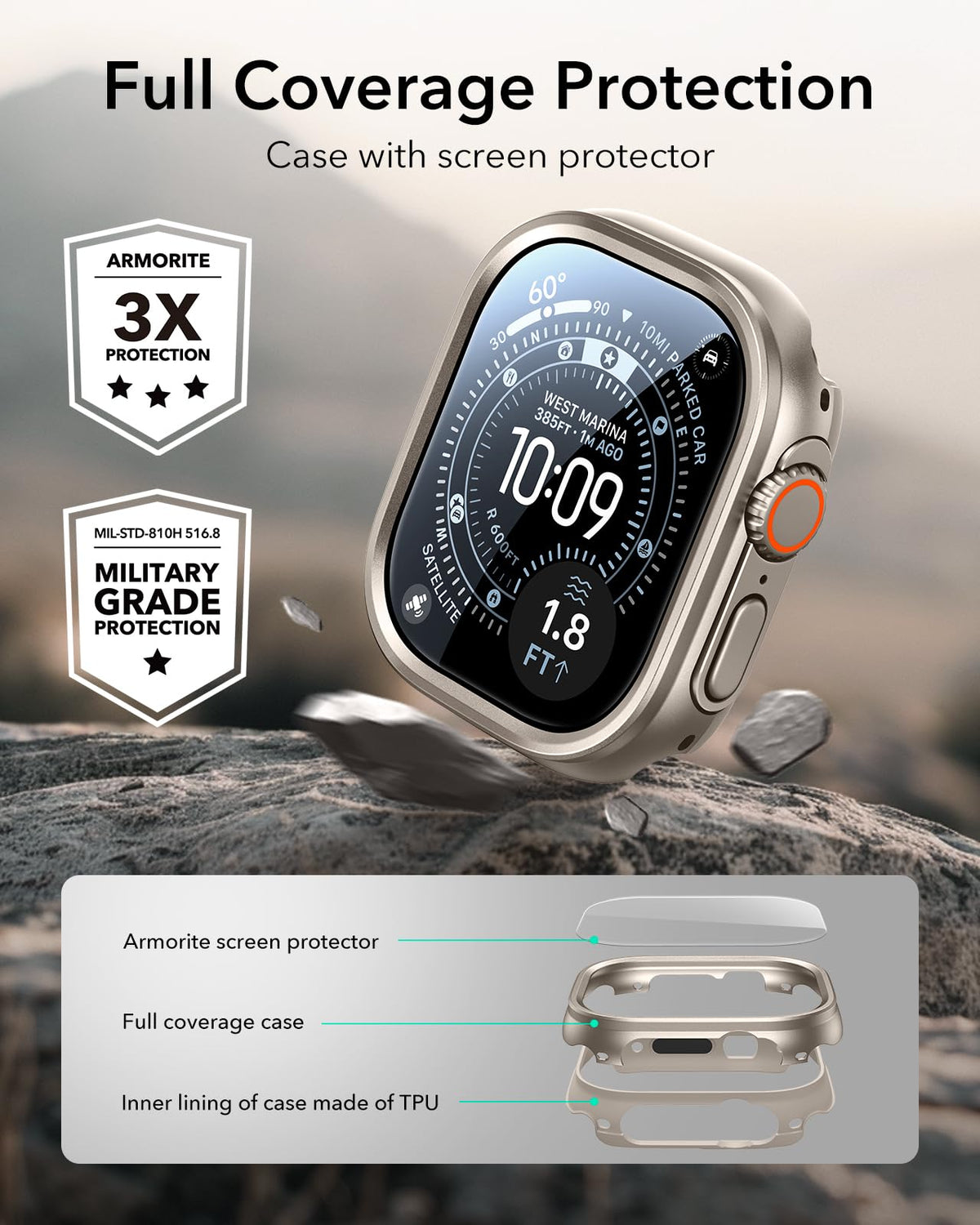 ESR for Apple Watch Ultra 4 (2026)/3/2/Ultra Case with Screen Protector