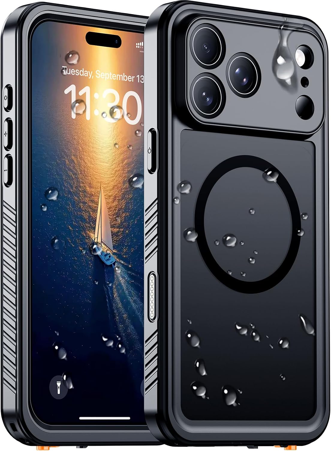 Temdan Compatible with iPhone 17 Pro Case,Waterproof Built-in Screen & Camera Protector IP68 Underwater Full Body 17FT Military Dropproof Shockproof Phone Case 6.3"-Blue/Clear