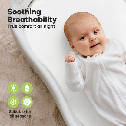 2pk Organic Baby Bassinet Sheets Boys, Girls, Fitted Sheet (Soft White)