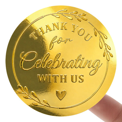 Thank You Stickers, 100 PCS Black Wedding Stickers with Gold Foil