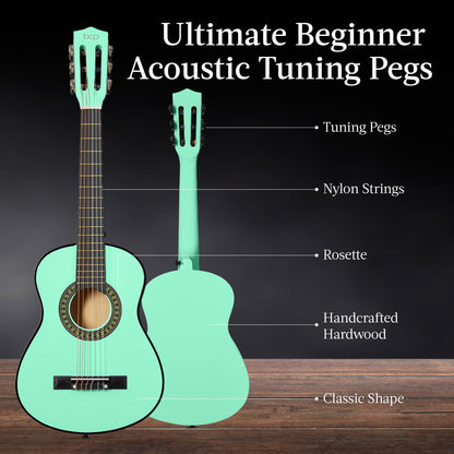 Best Choice Products 30in Kids Acoustic Guitar, All-in-One Beginner Starter Kit w/Strap, Case, Extra Strings, Rosette Inlay - Pink
