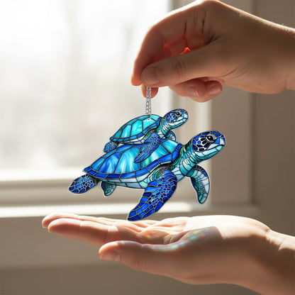 Sea Turtle Gift for Women, Mom & Daughter Christmas Ornament with Card