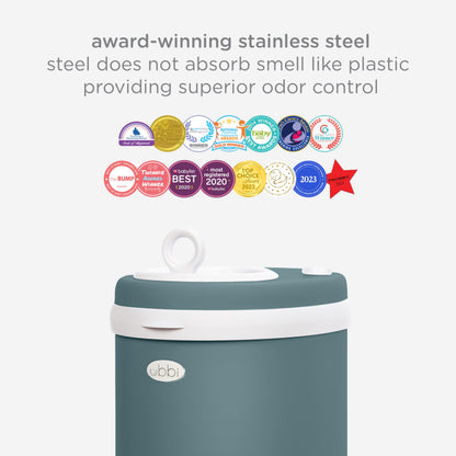 Ubbi Stainless Steel Diaper Pail, No Special Bags, Odor-Locking, White