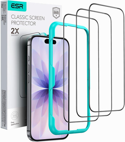 ESR 3 Pack for iPhone 17/iPhone 16 Pro Screen Protector, Align Frame