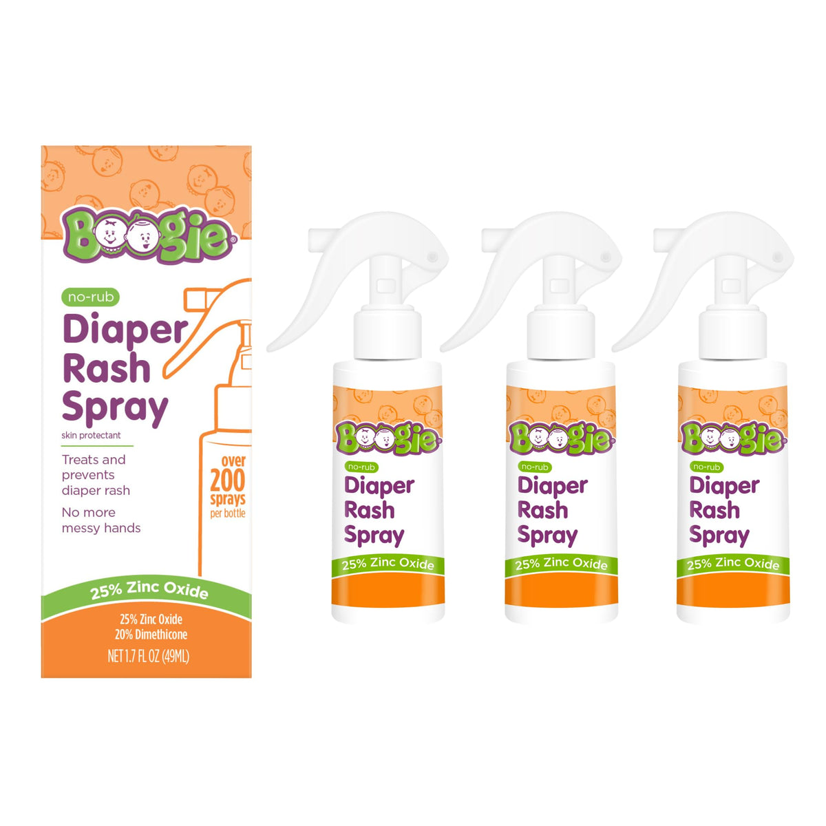 Boogie Diaper Rash Relief Bundle, No-Rub Spray & Maximum Strength Paste
