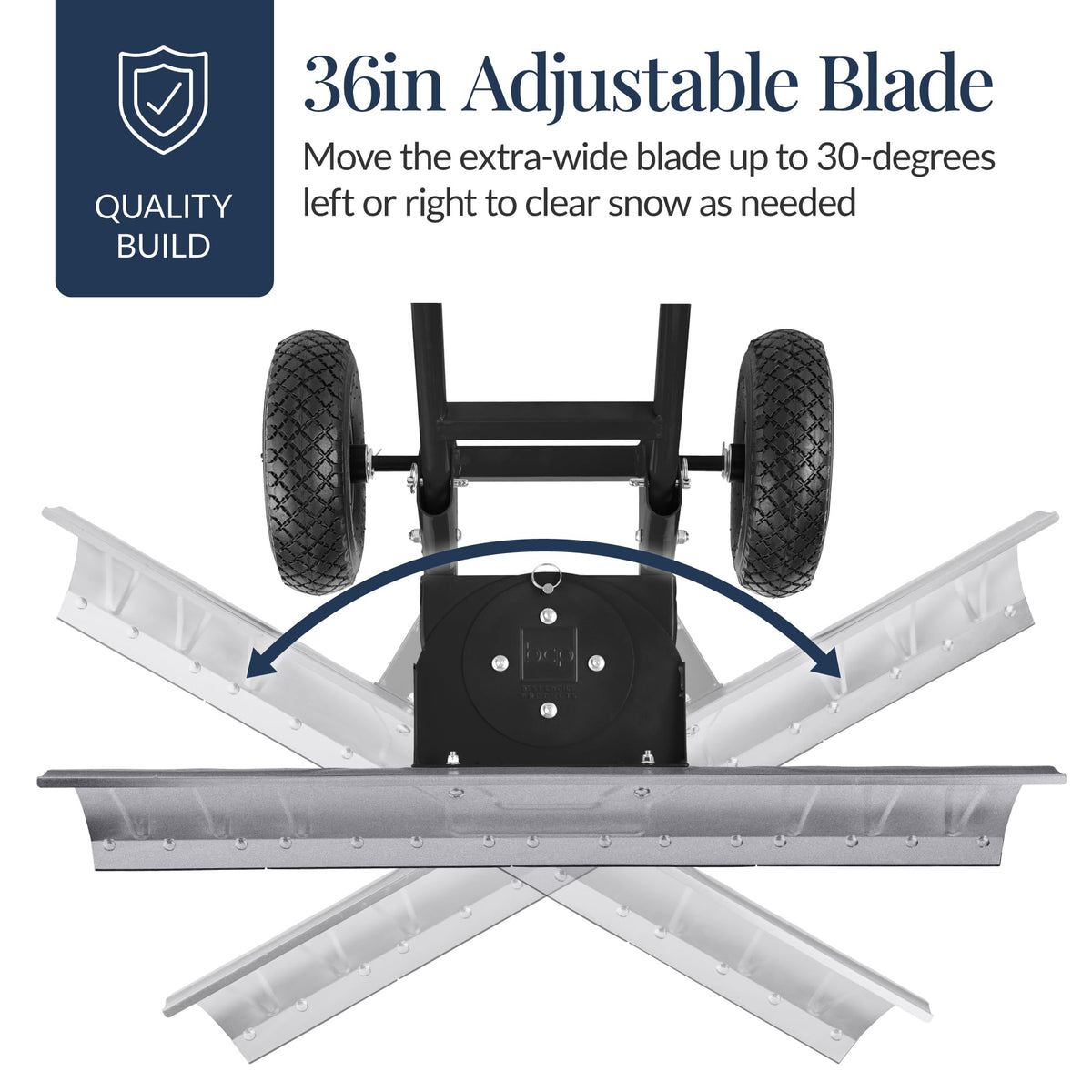 Best Choice Products 36in Heavy-Duty 2-Wheel Snow Pusher Hand Plow - Black