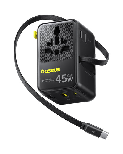 Baseus 70W Universal Travel Adapter, 6-in-1 International Plug Adapter