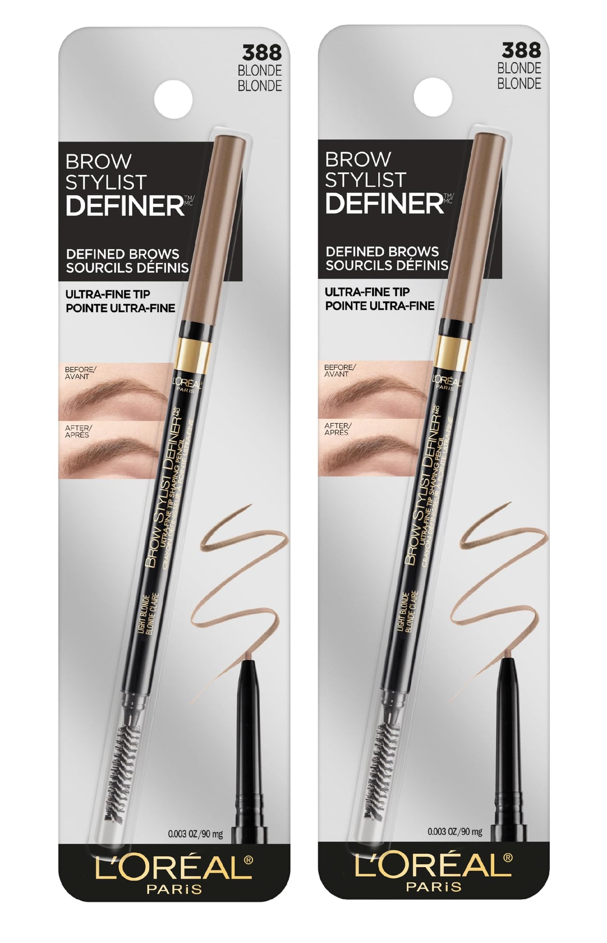 L'Oreal Paris Makeup Brow Stylist Definer Waterproof Eyebrow Pencil, Ultra-Fine Mechanical Pencil, Draws Tiny Brow Hairs and Fills in Sparse Areas and Gaps, Dark Brunette, 0.11 Ounce (Pack of 2)