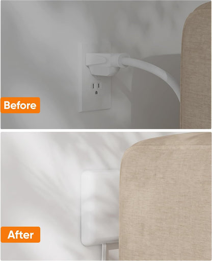 Split Extension Cord with Outlet Cover (10FT, Dual 5FT), Flat Plug Power Strip with 6 Outlets and 3 USB Ports, Outlet Extender for Tight Spaces
