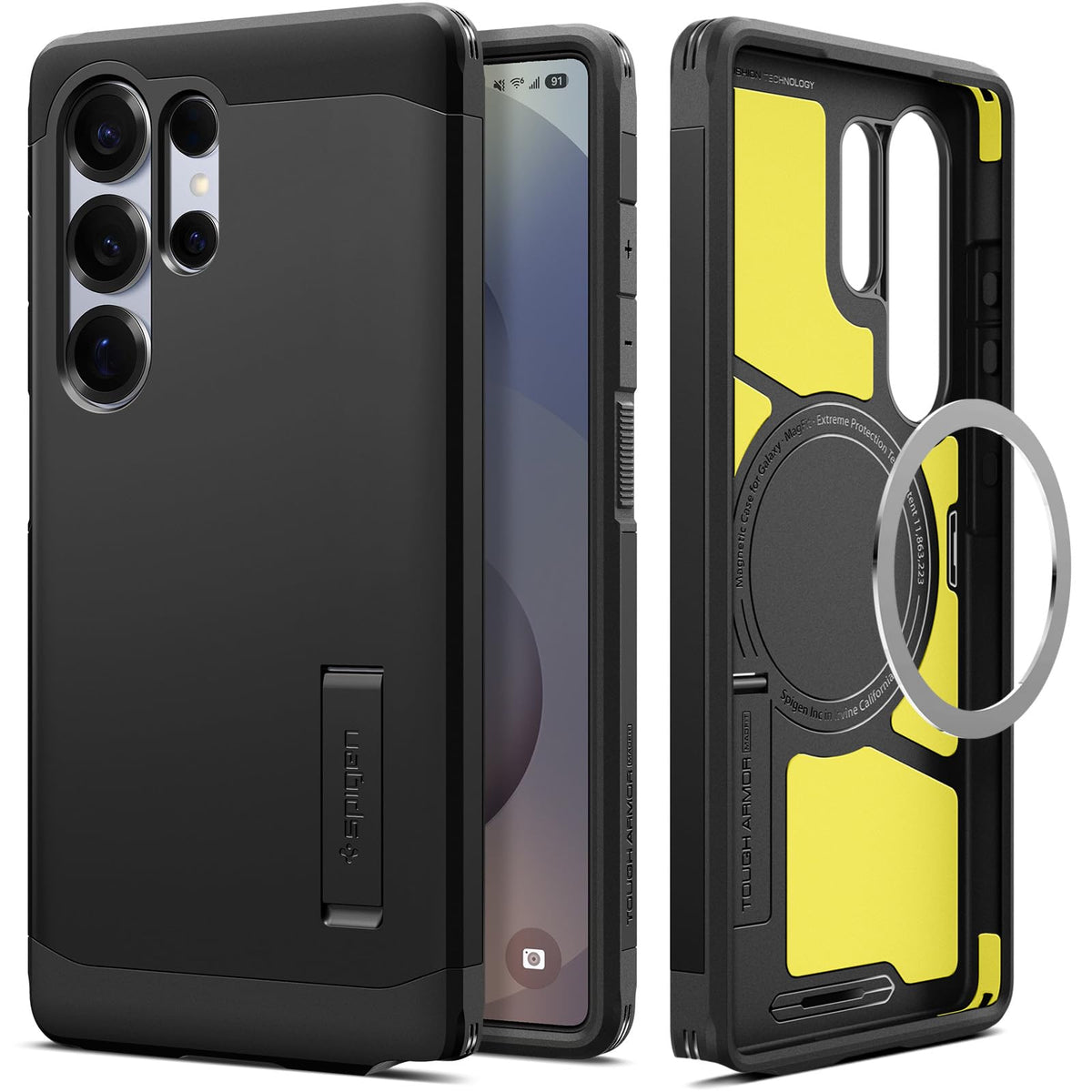 Spigen for Galaxy S26 Case, Tough Armor MagFit [Kickstand] [Compatible with MagSafe] [Military-Grade Protection] - Black