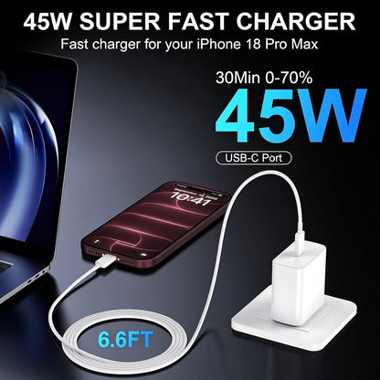 Phone 18 17 Pro Max Charger Fast Charging 45W USBC Phone Duo Fast Charger