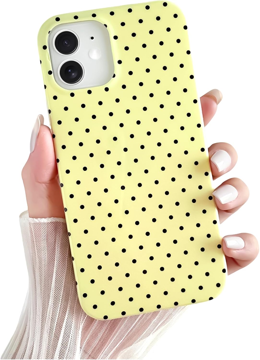 Yeddabox for iPhone 15 Case Cute Polka Dot Phone Case Soft TPU Slim Shockproof Phone Cover for Women Girls, Blue