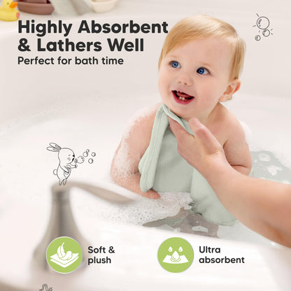 6-Pack Baby Washcloths, Soft Absorbent Washcloths for Face, Body (White)