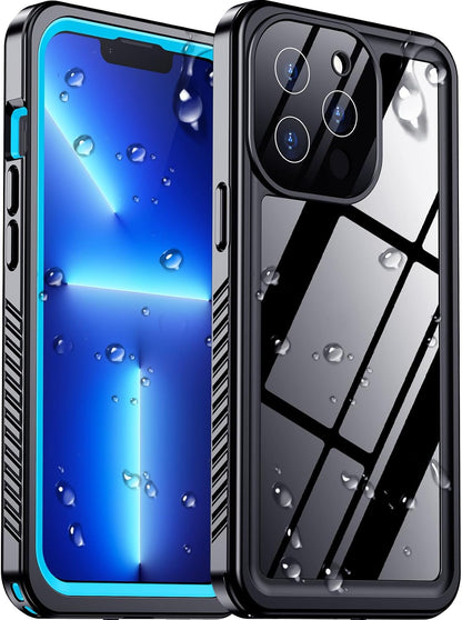 Temdan Compatible with iPhone 17 Pro Case,Waterproof Built-in Screen & Camera Protector IP68 Underwater Full Body 17FT Military Dropproof Shockproof Phone Case 6.3"-Blue/Clear