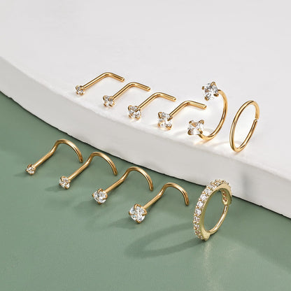 Horseshoe Nose Ring Studs Gold Silver Nose Piercing Jewelry for Women Men