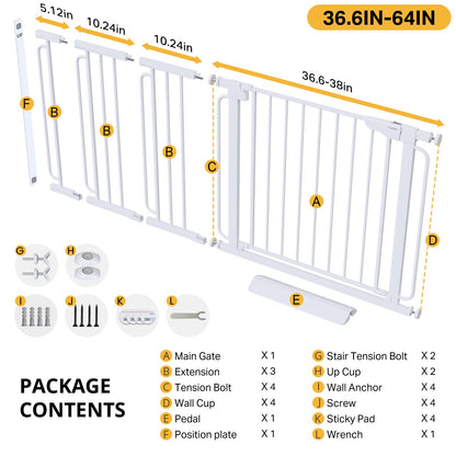 Cumbor 29.7-51.5 in Extra Wide Baby Gate for Stairs, Dog Gate Indoor Black