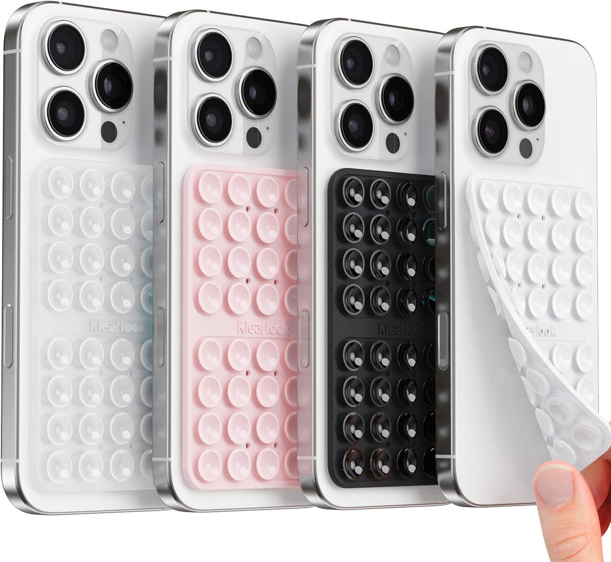 Klearlook Silicone Double Sided Suction Cup Phone Case Mount, Transparent