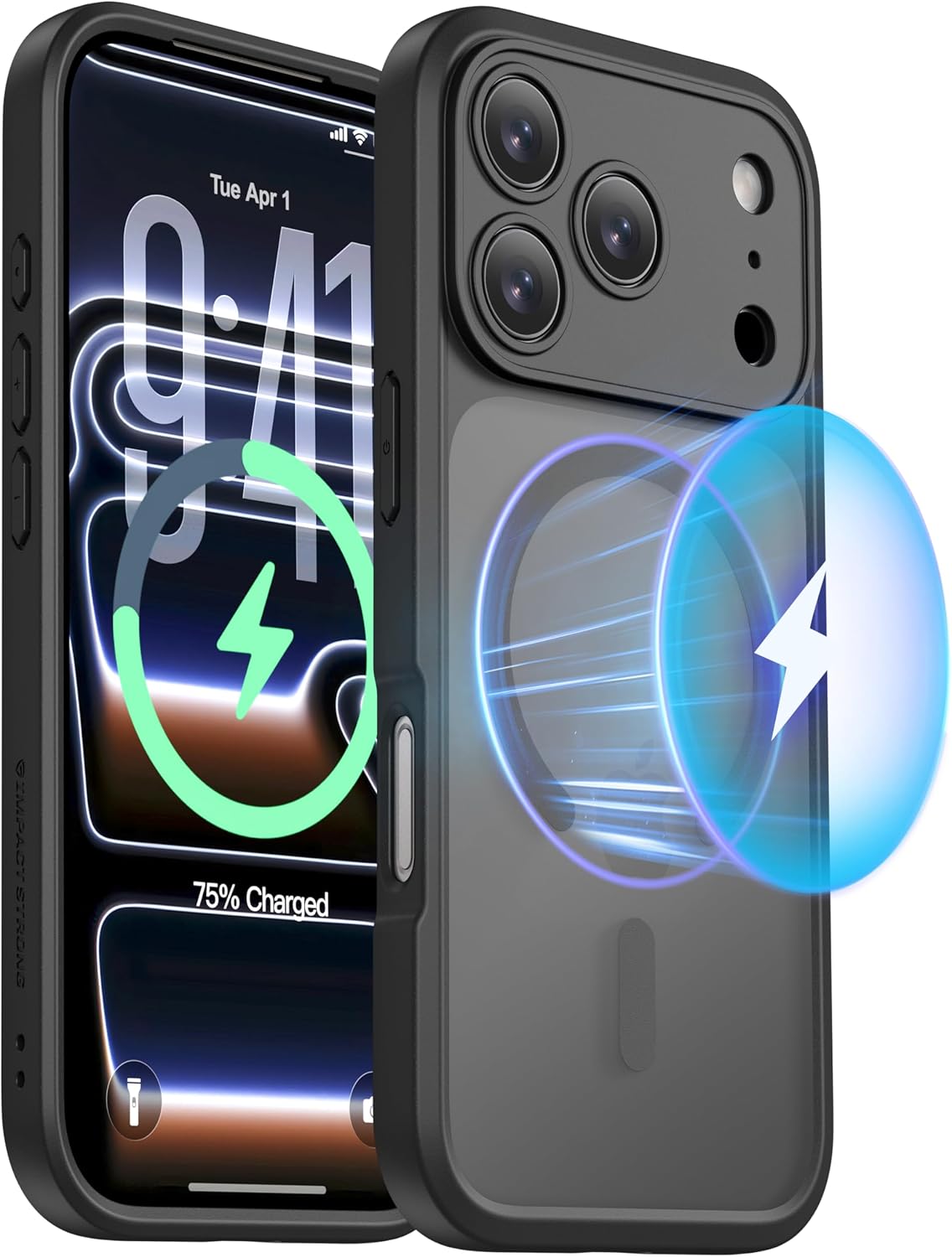 ImpactStrong Magnetic Guard Designed for iPhone 17 Air Case [Camera Protection] [Military Grade Drop Tested] [Compatible with MagSafe] Slim Translucent Matte Phone Case (6.6") - Navy Blue