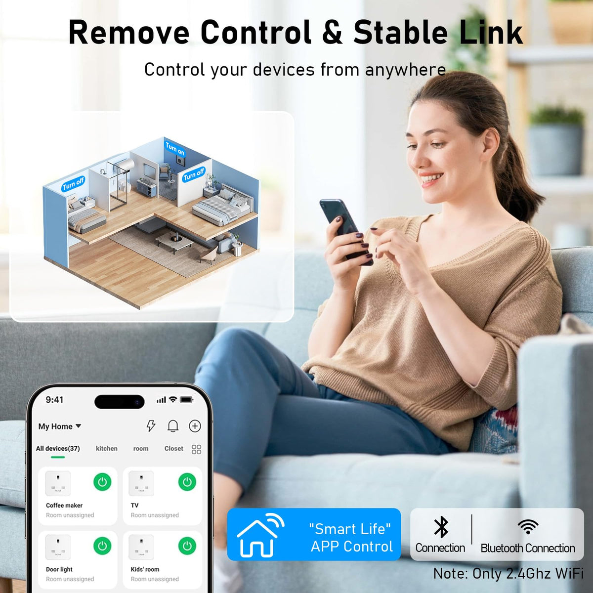 Smart Plug, TVLIVE 4 Pack Smart Plugs Work that with Alexa (Echo/Echo Dot), Google Home Voice Control, Energy Monitoring, Remote Control, Timer & Schedule Function, Device Sharing, Wifi Plug Socket UK