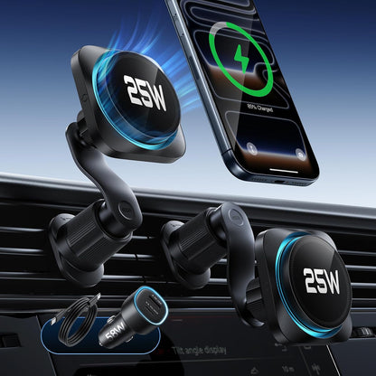 ESR OmniLock Qi2.2 25W Certified MagSafe Car Mount Charger with Cryoboost