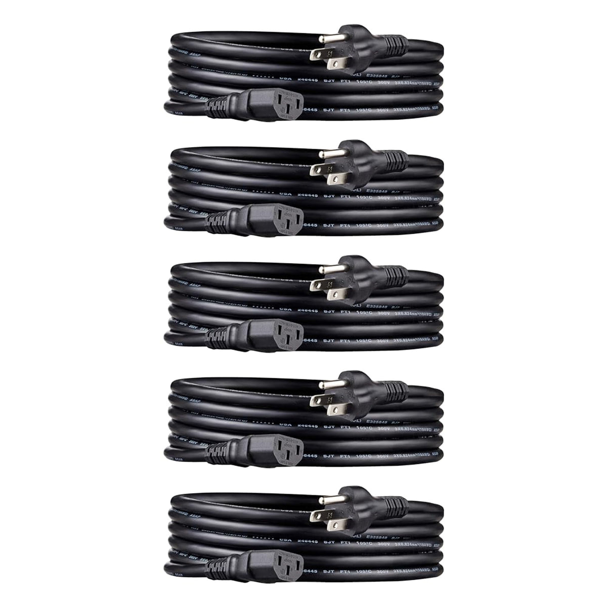 Amazon Basics Replacement Power Cord for Computer, Monitor, TV, Printer, PC, 3 Prong, 18 AWG, 125 Volts, 10 Feet, Black