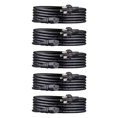 Amazon Basics Replacement Power Cord for Computer, Monitor, TV, Printer, PC, 3 Prong, 18 AWG, 125 Volts, 10 Feet, Black