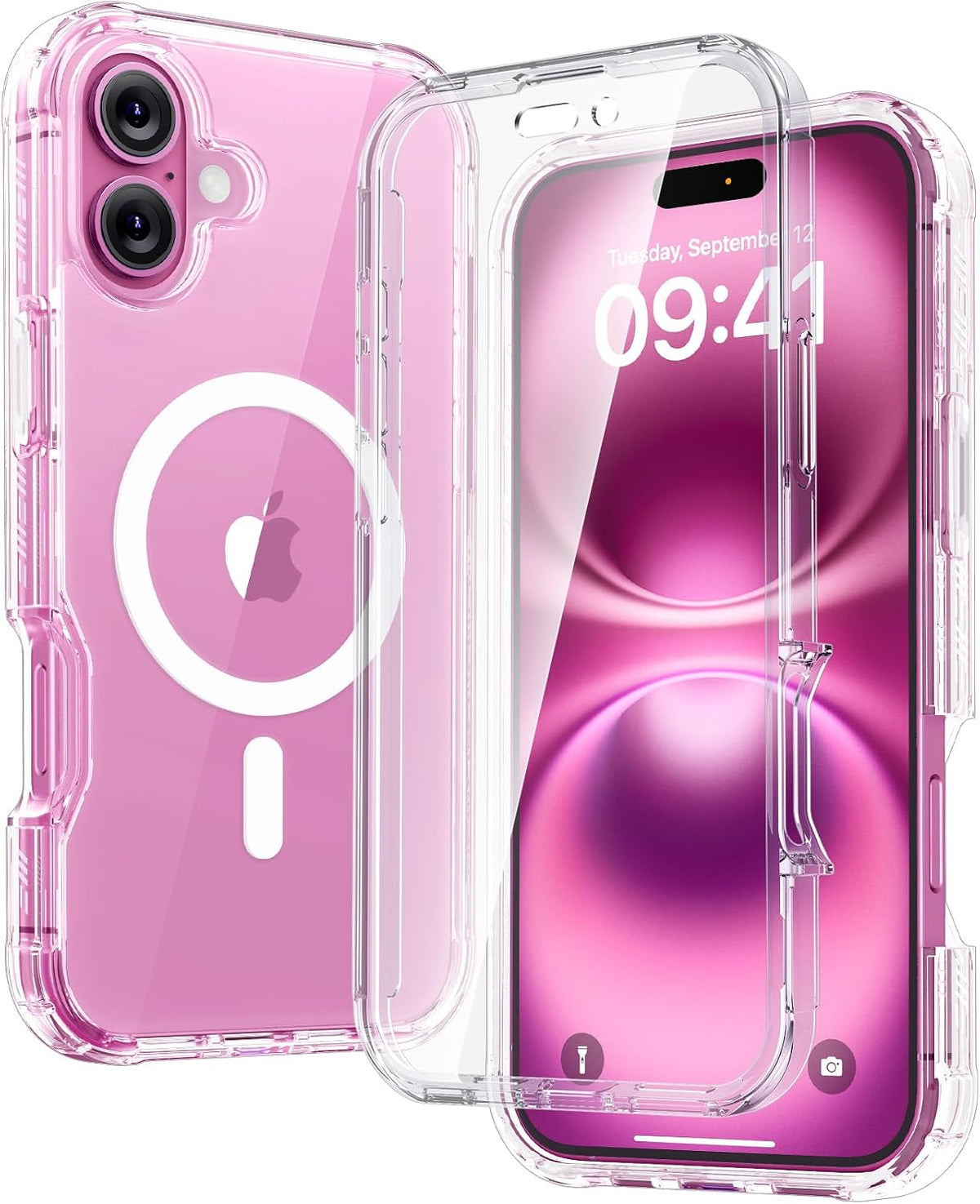 Diaclara Designed for iPhone 15 Plus Case 6.7 Inch, Full-Body Clear Bumper Cases w/Built-in Screen Protector, 360 Protective Rugged Case + Glass Camera Lens Protector,Mint Green
