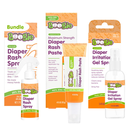 Boogie Diaper Rash Relief Bundle, No-Rub Spray & Maximum Strength Paste