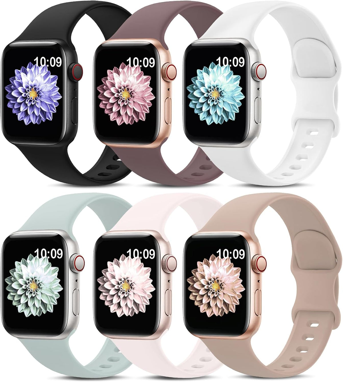 6 Pack Sport Silicone Bands Compatible with Apple Watch Band for Women Men