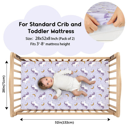 Yoofoss 2-Pack Baby Crib Sheets for Boys Girls 52x28 (Green+Leaf)