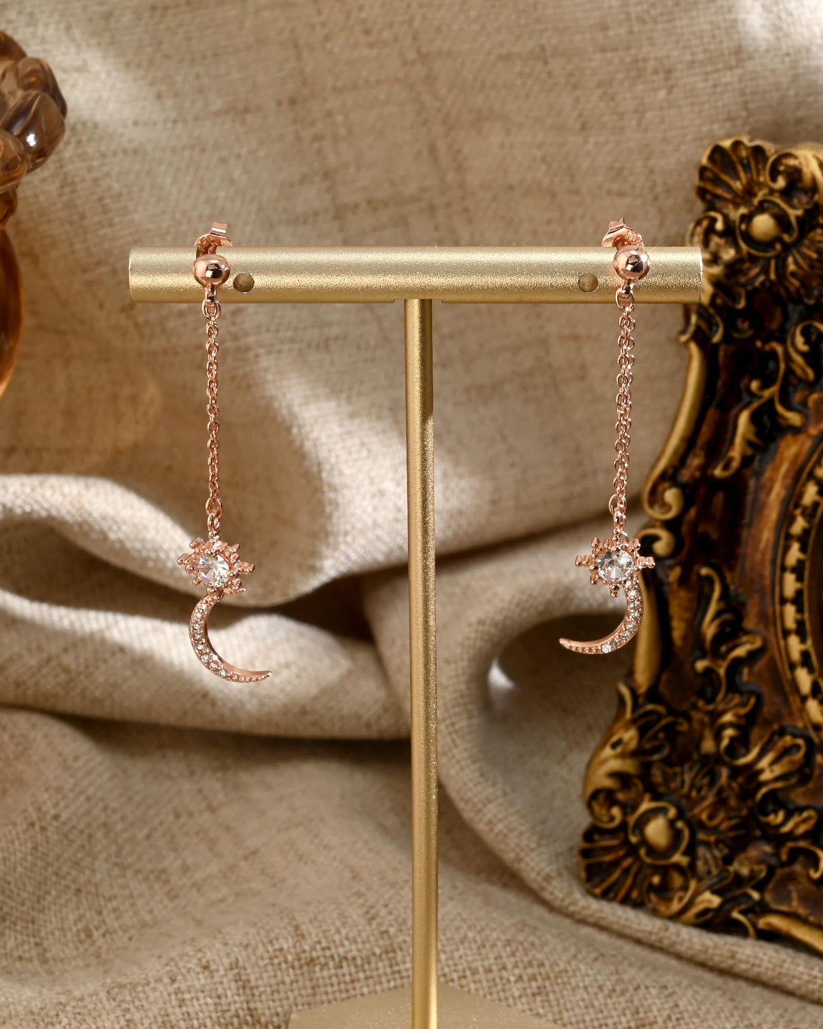 Moon and Star Dangle Earrings