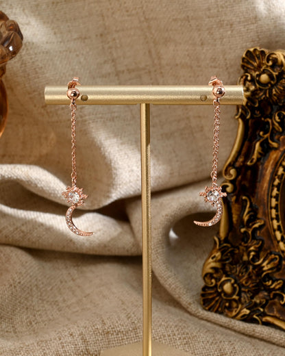 Moon and Star Dangle Earrings