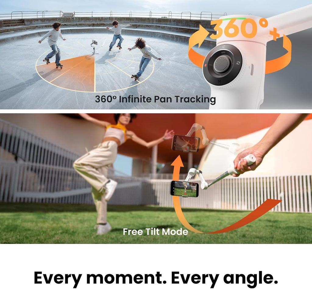 Insta360 Flow 2 Pro Phone Gimbal Stabilizer for iPhone & Android, AI Phone Gimbal, Phone Stabilizer for Travel & Vlogs, Phone Stabilizer for Videos, YouTube, TikTok - Ultimate Creator Bundle Grey