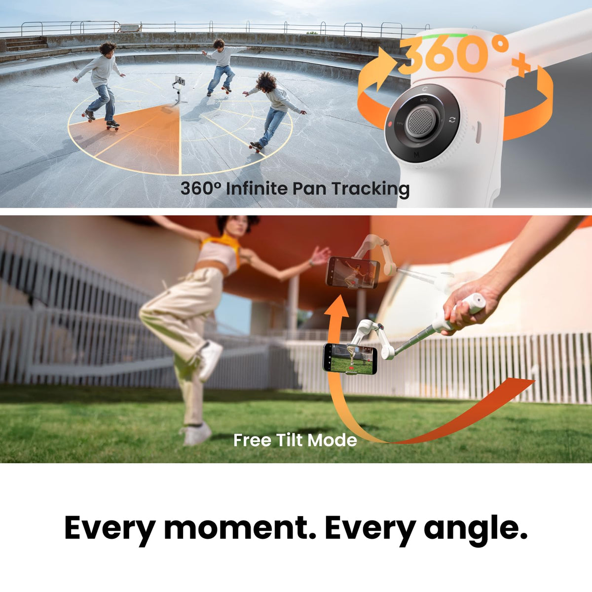 Insta360 Flow 2 Pro Phone Gimbal Stabilizer for iPhone & Android, AI Phone Gimbal, Phone Stabilizer for Travel & Vlogs, Phone Stabilizer for Videos, YouTube, TikTok - Ultimate Creator Bundle Grey