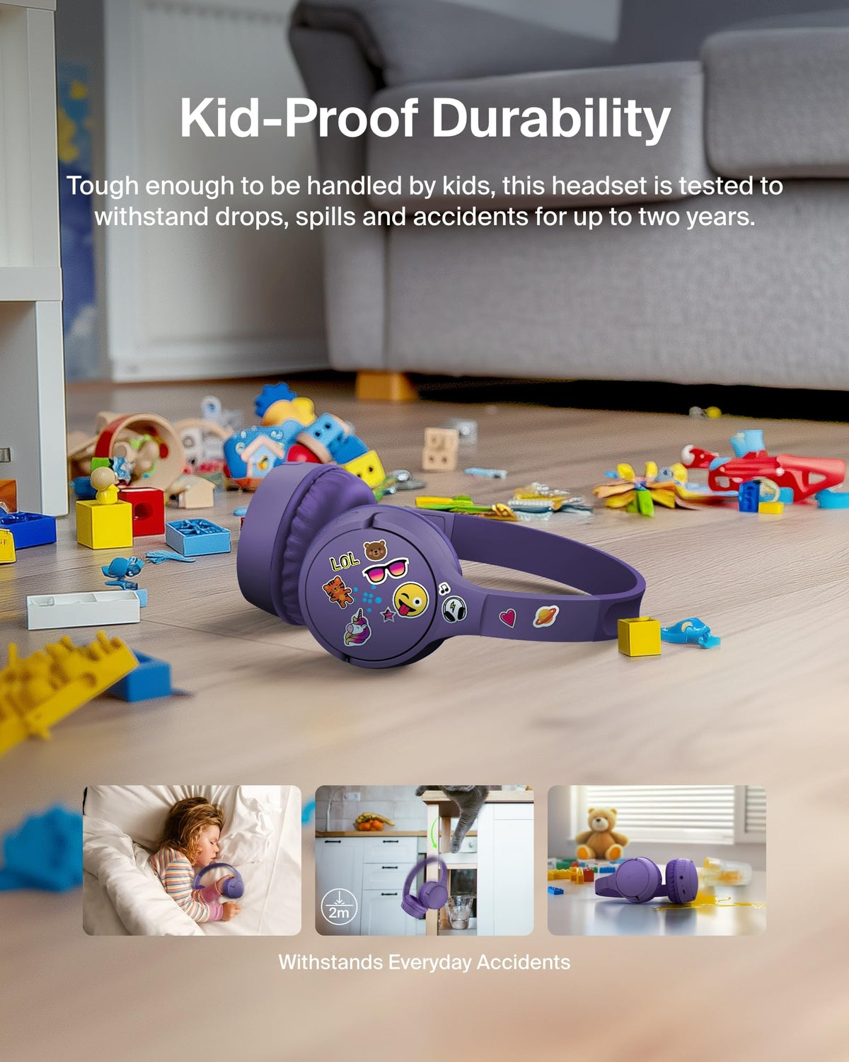 Belkin SoundForm Mini Kids Headphones, Wireless&Wired, 30H Playime, School