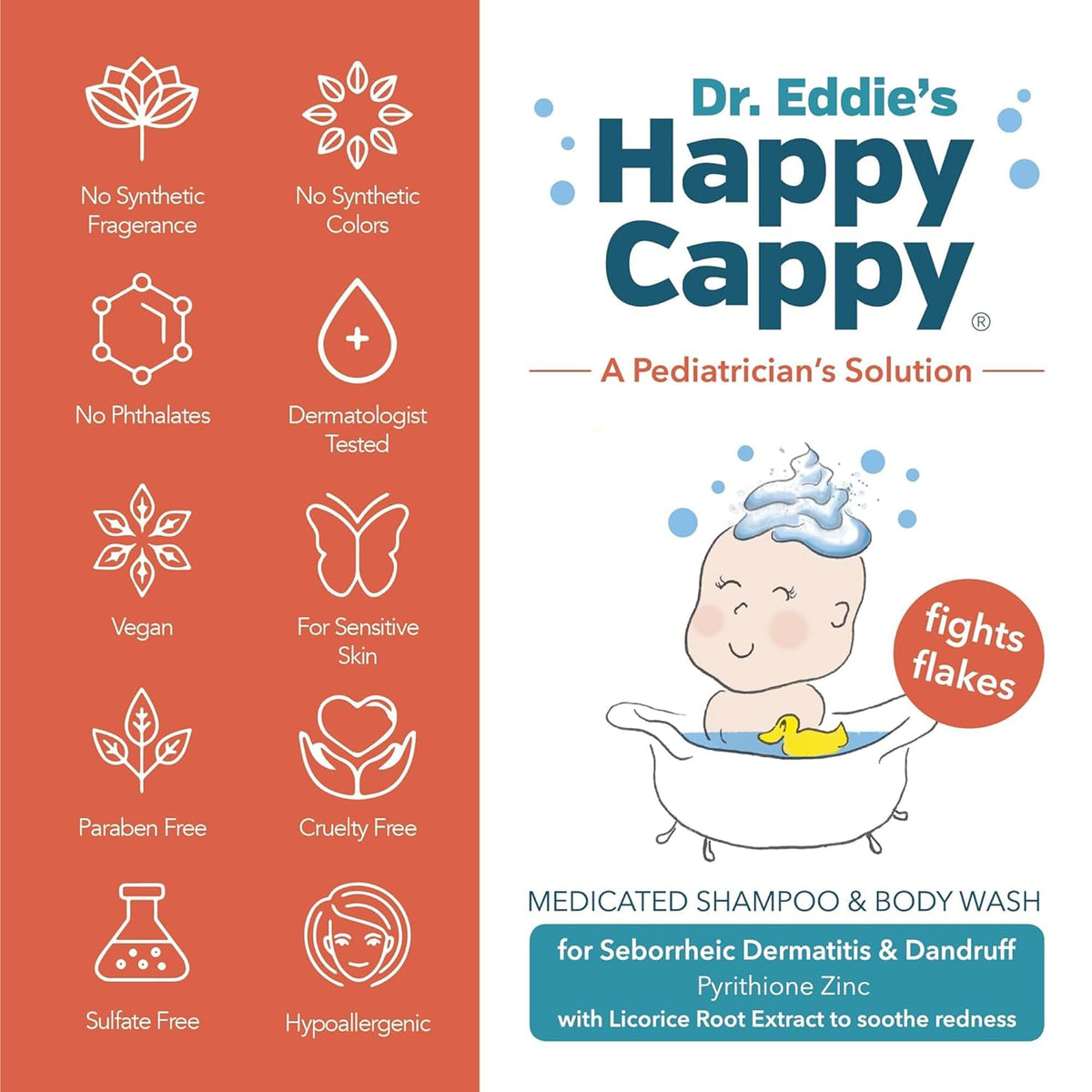 Happy Cappy Medicated Shampoo and Body Wash with Beanie Brush - 2 Pieces