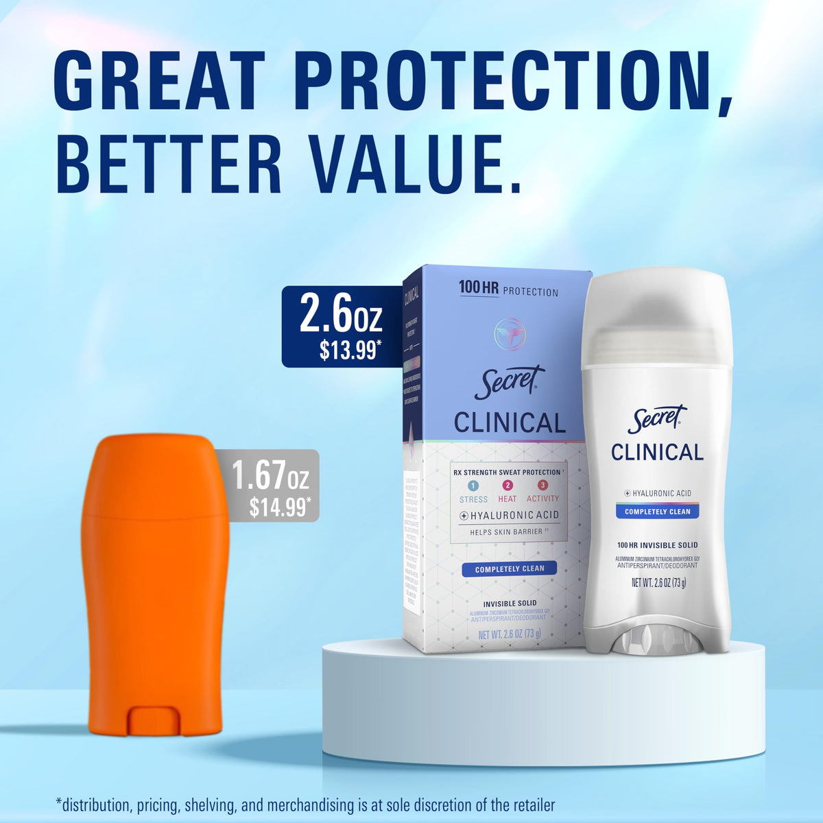 Secret Clinical Antiperspirant Deodorant for Women, Completely Clean 2.6 oz