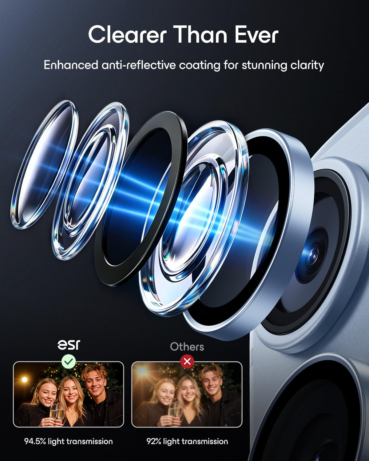 ESR for iPhone 17 Pro Max/17 Pro Camera Lens Protector, 1 Pack, Black