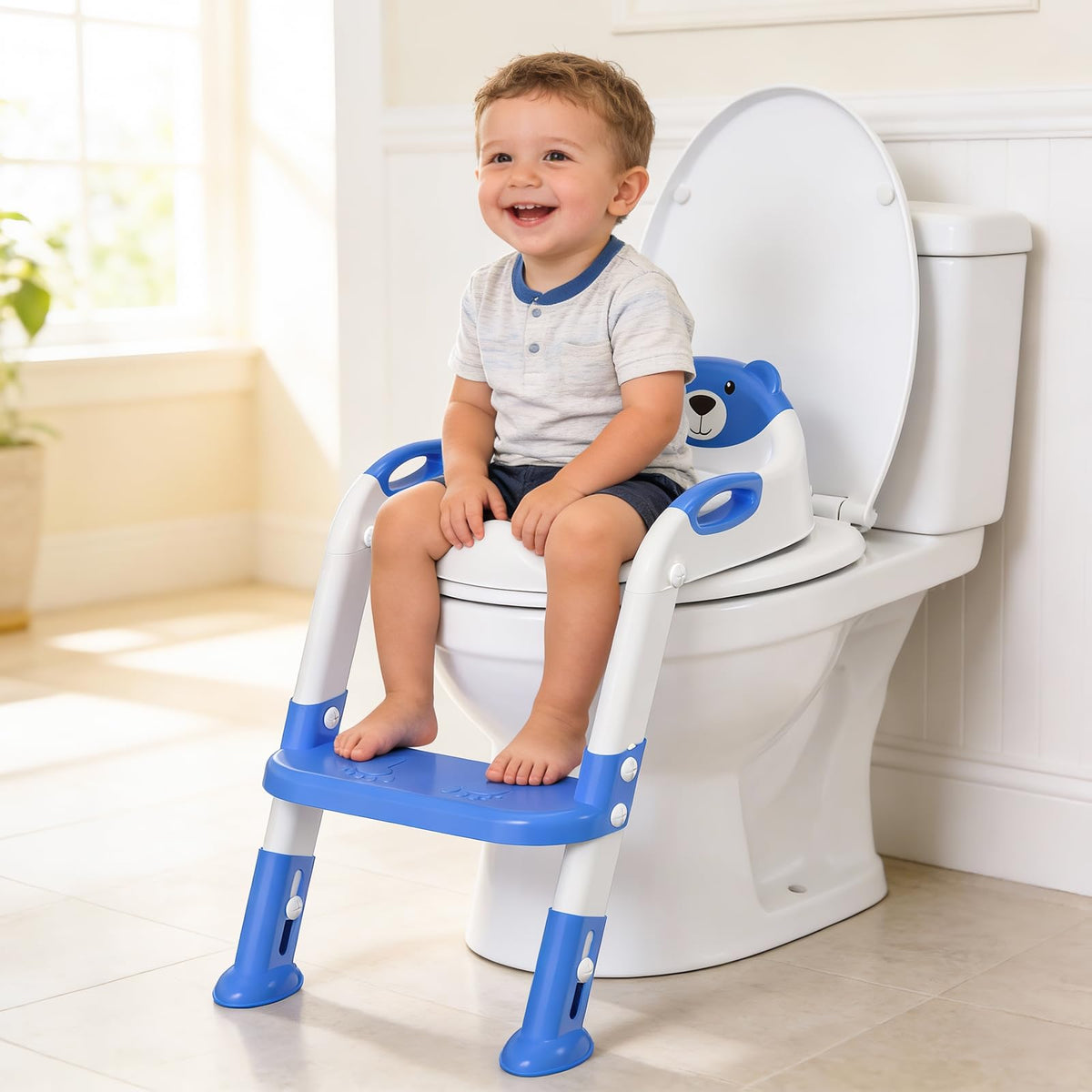 Potty Training Toilet for Toddlers, 2-in-1 Potty Training seat, Anti-Slip (Chocolate, Bear)