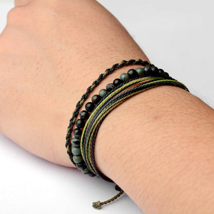 Mezcla Vida Handmade Natural Stone Beaded Healing Bracelet Gift for Men Adjustable Rope String Bracelet