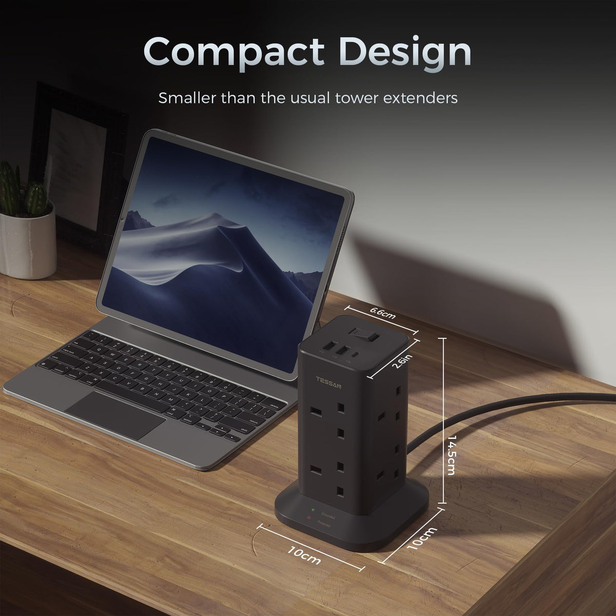 TESSAN Tower Extension Lead 5M with USB C Slots