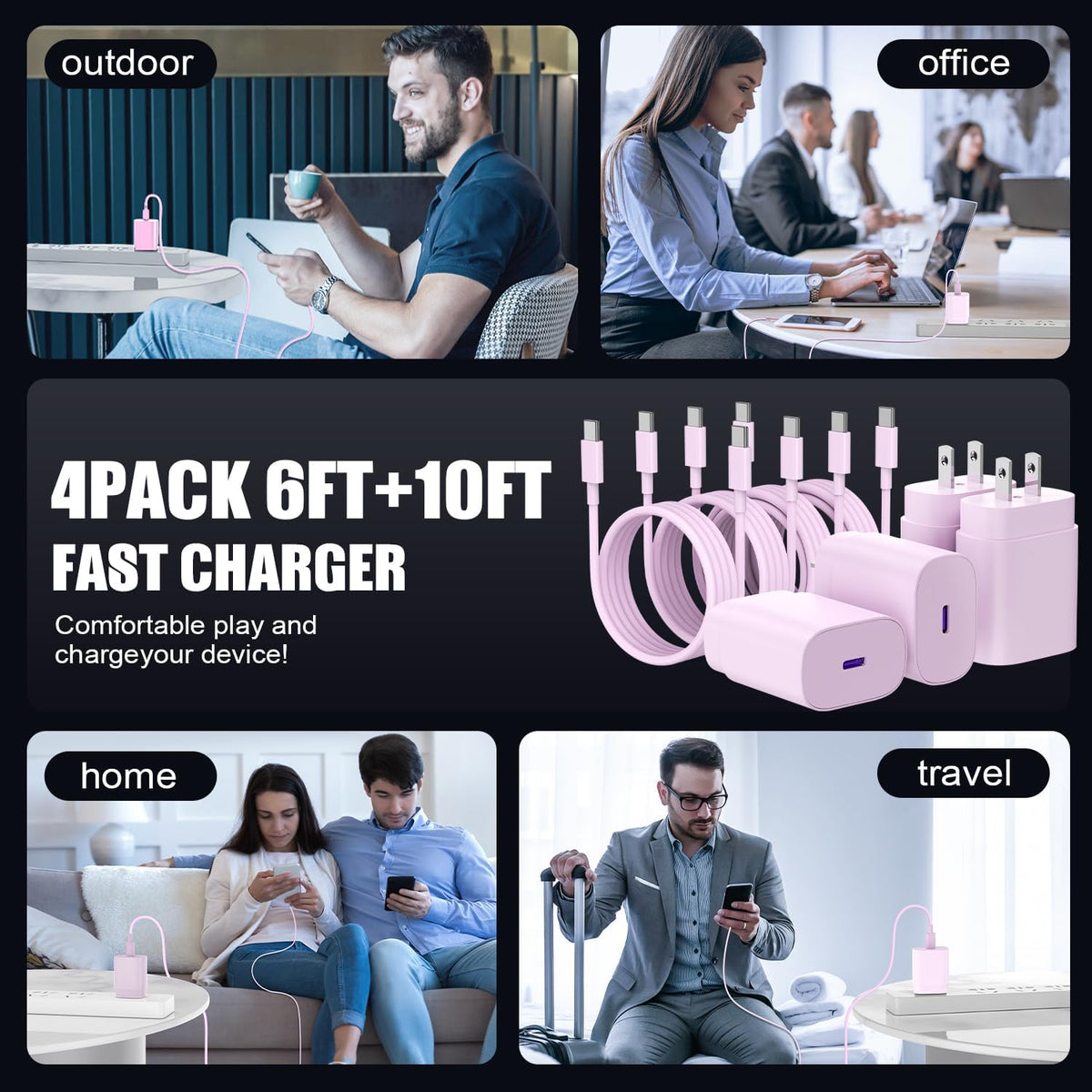 Type C Charger Fast Charging,4Pack 25W Super USB C Fast Charger Block