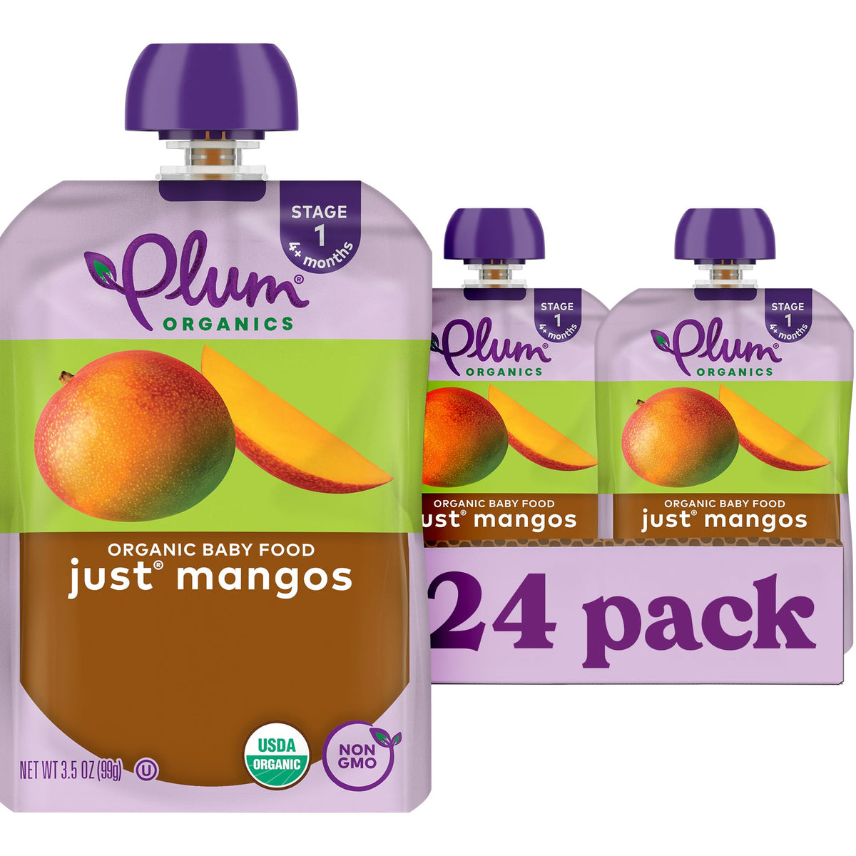 Plum Organics Stage 1 Organic Baby Food Pouch - Just Mangos, 12 Pack