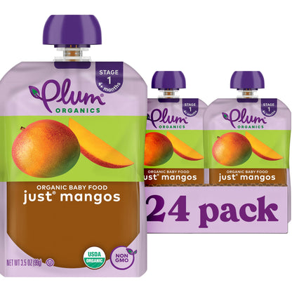 Plum Organics Stage 1 Organic Baby Food Pouch - Just Mangos, 12 Pack