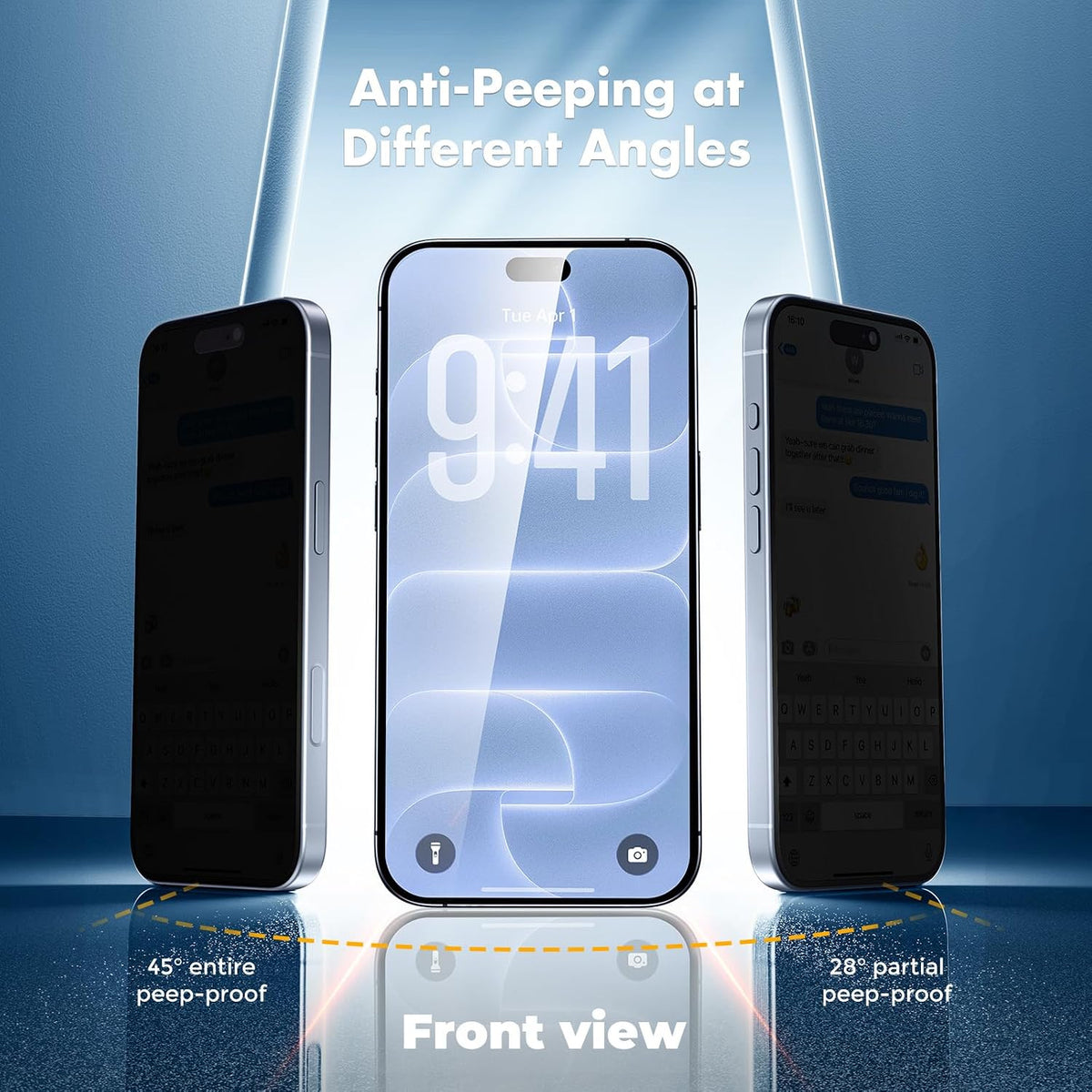 UNBREAKcable Privacy Screen Protector for iPhone 15, Full Coverage