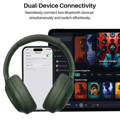 TOZO HT3 Hybrid Noise Cancelling Wireless Headphones, 90H Over Ear Headset