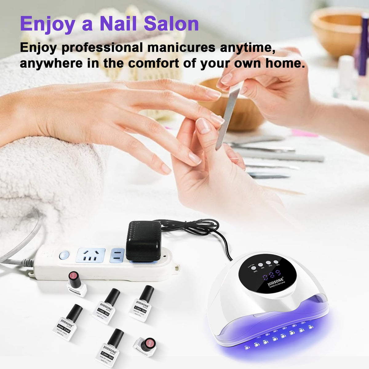 JODSONE Gel Nail Kit,210Pcs BS-74 Short Almond Nail Tips with U V Light