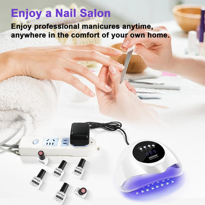 JODSONE Gel Nail Kit,210Pcs BS-74 Short Almond Nail Tips with U V Light